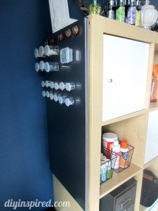 Craft room magnetic board storage