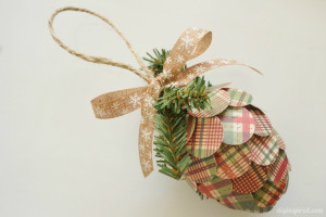 http://www.diyinspired.com/wp-content/uploads/2015/11/Repurposed-Paper-Pine-Cone-Ornament-300x200.jpg