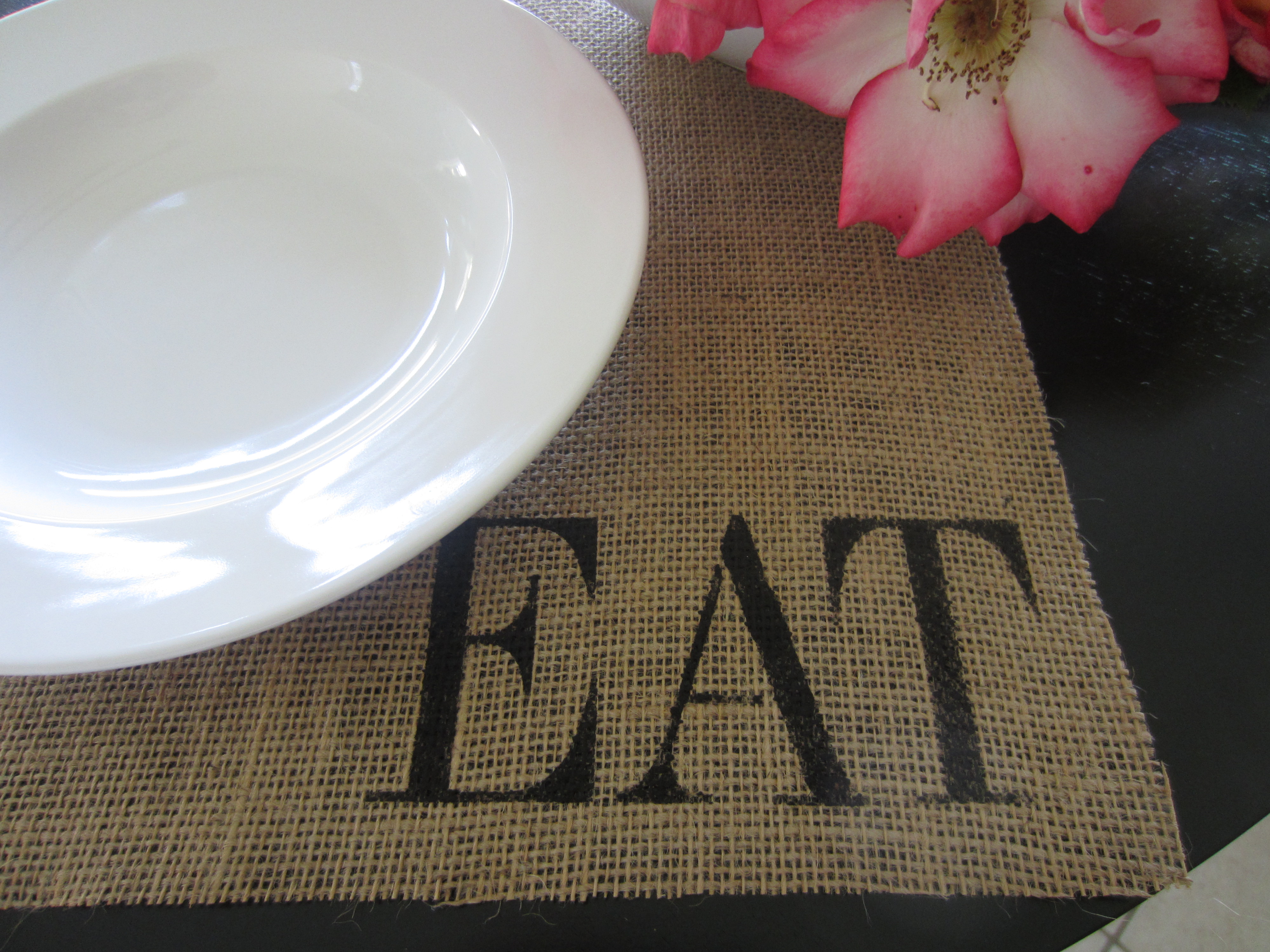 Burlap Stenciled Placemats DIY Inspired